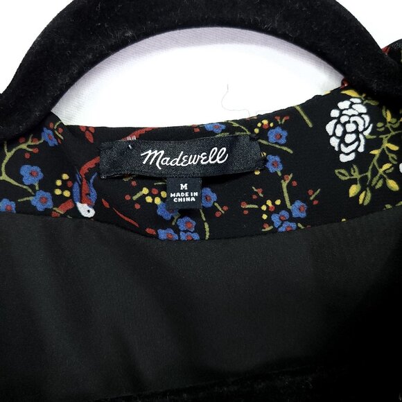 Madewell Ruffled Wrap Dress Size Medium Sheer-Sleeve in Finch Floral - Picture 10 of 16